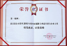 2015年度中国B2B行业最具潜力企业大奖